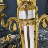 Pair of nineteenth century sconces in bronze and porcelain