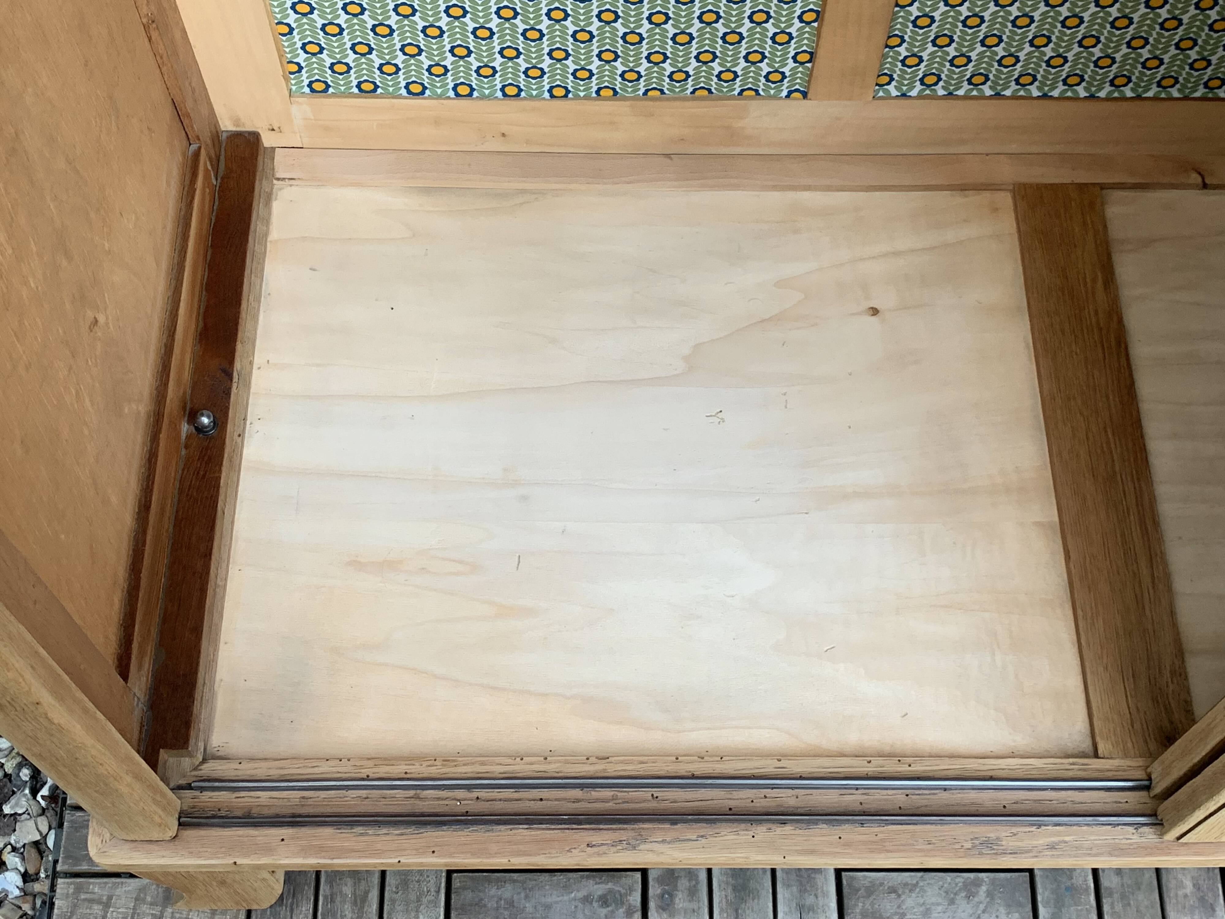 Parisian art deco wardrobe sliding doors solid raw oak