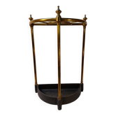 Victorian style half-moon umbrella stand in brass and cast iron