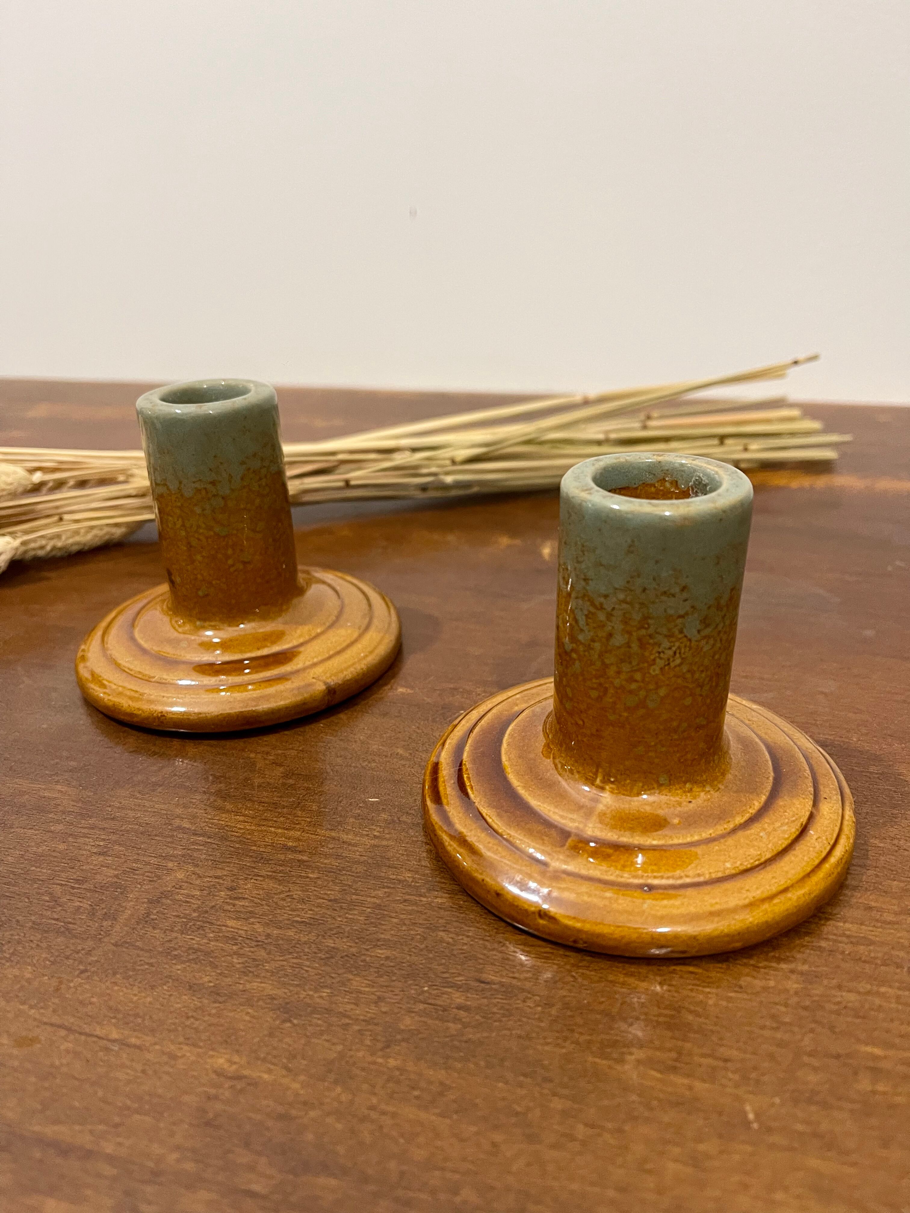 Pair of ceramic candlesticks
