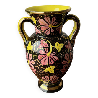 Vase amphore noir et doré « Monaco »