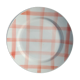 Round/flat serving dish, Moulin des Loups Orchies décor Scottish tiles orange