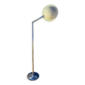 Vintage Italian Space Age Floor Lamp in Chromed Metal with "Flying Saucer" Shade
