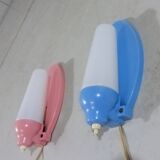 Set of 2 Wall lamps pink & blue 1950’s