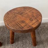 Pair of wooden tripod foot stools