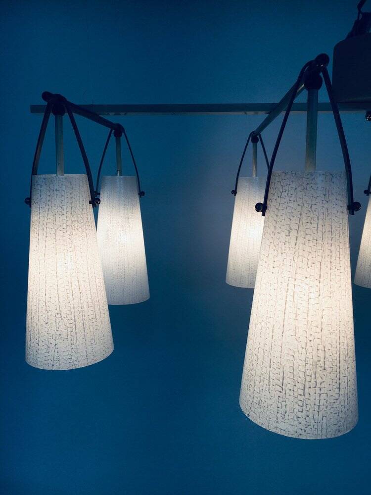 Italian glass and brass chandelier, Italy, 1950s