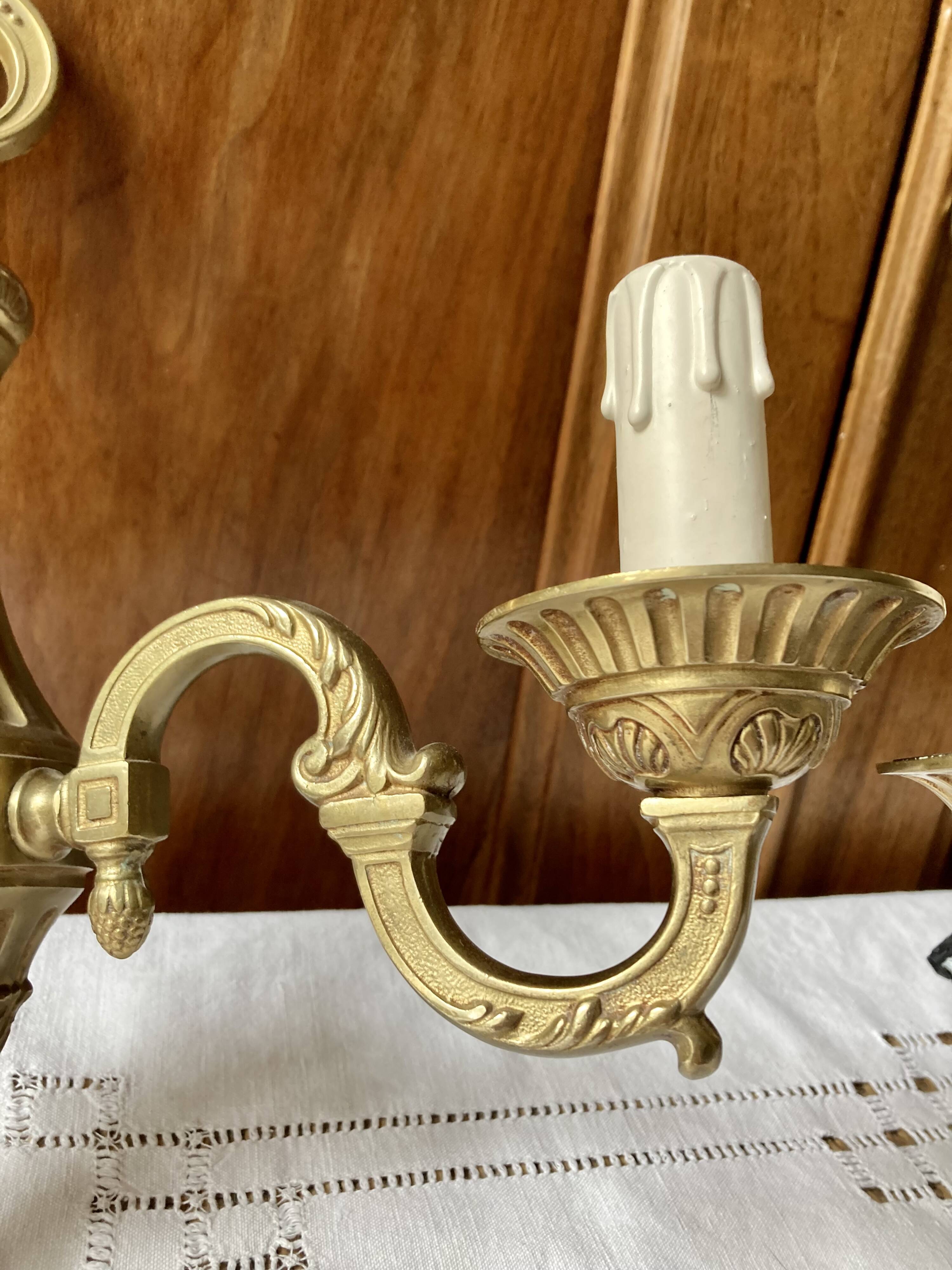 Pair of bronze wall lights