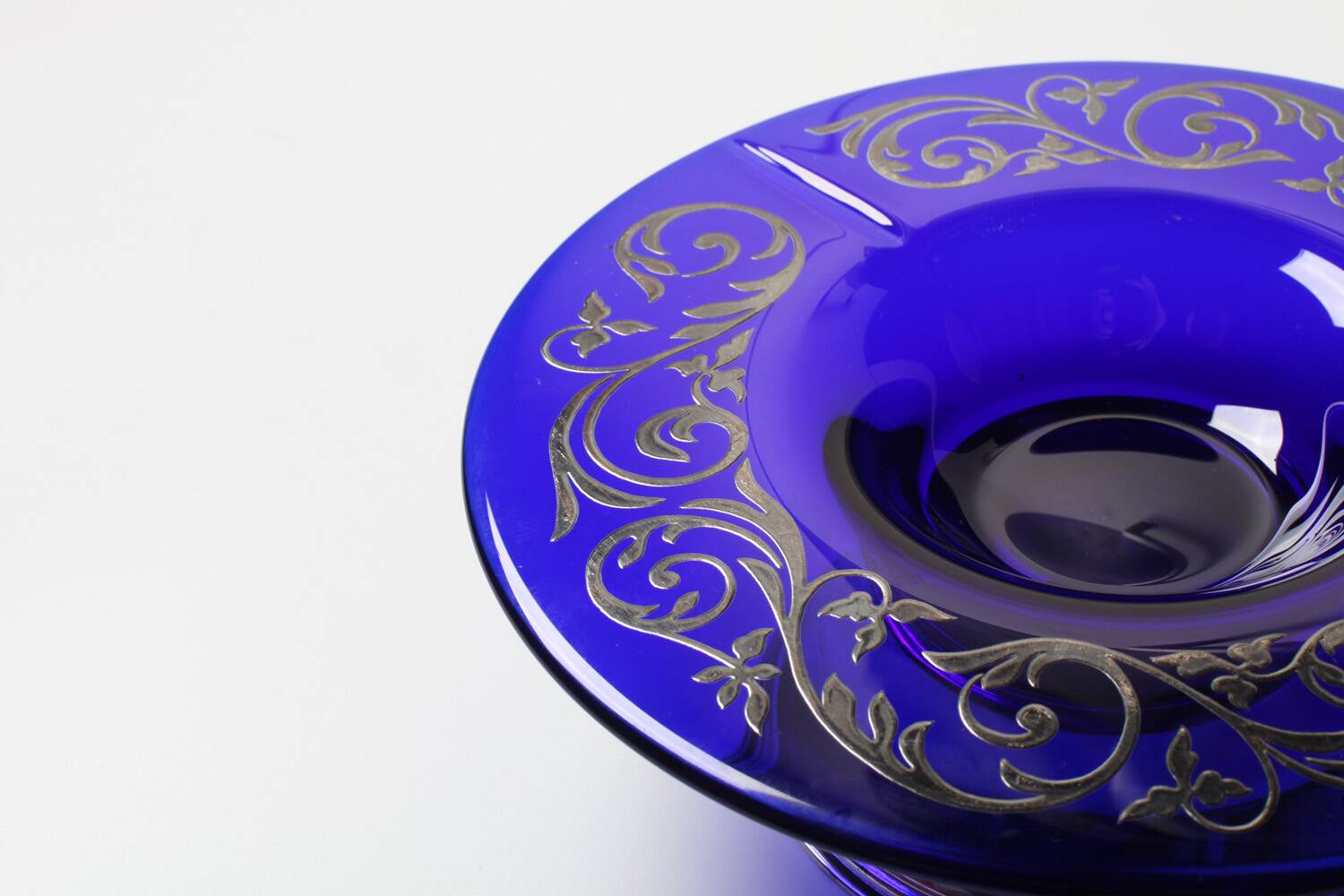 Rare Cobalt Blue Crystal and Silver Bowl / Fani Argento / Florence / 1930s