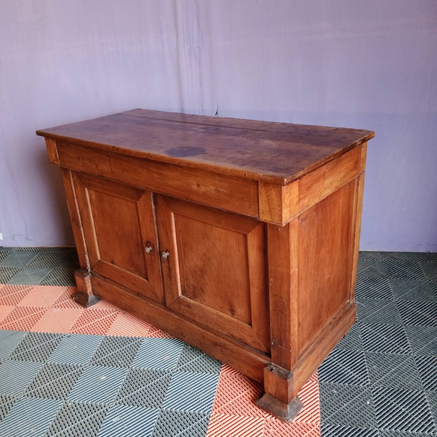 Two-door sideboard, walnut sideboard, antique sideboard.