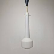 Stilnovo Pendant in Milk Glass and Brass, Italy 1960's