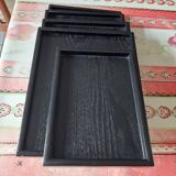 Set of 5 rectangular wooden serving trays