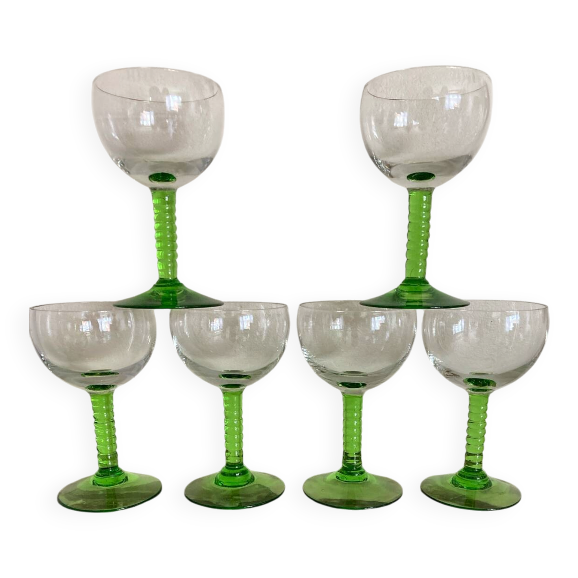 Green stemmed glasses