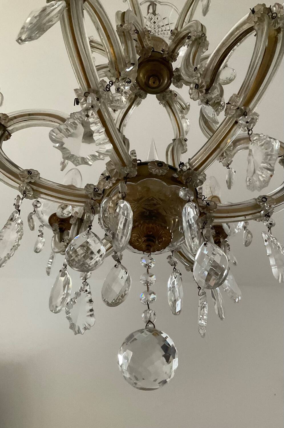 Old Venetian chandelier in crystal and bronze
