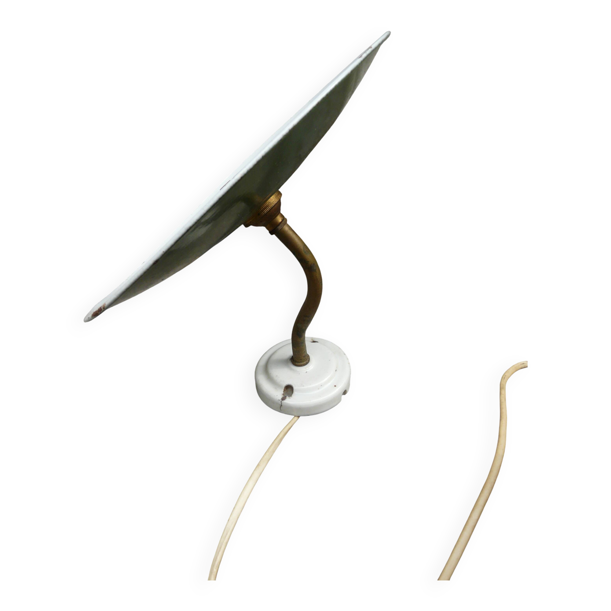 Vintage enamelled sheet metal swan neck wall light