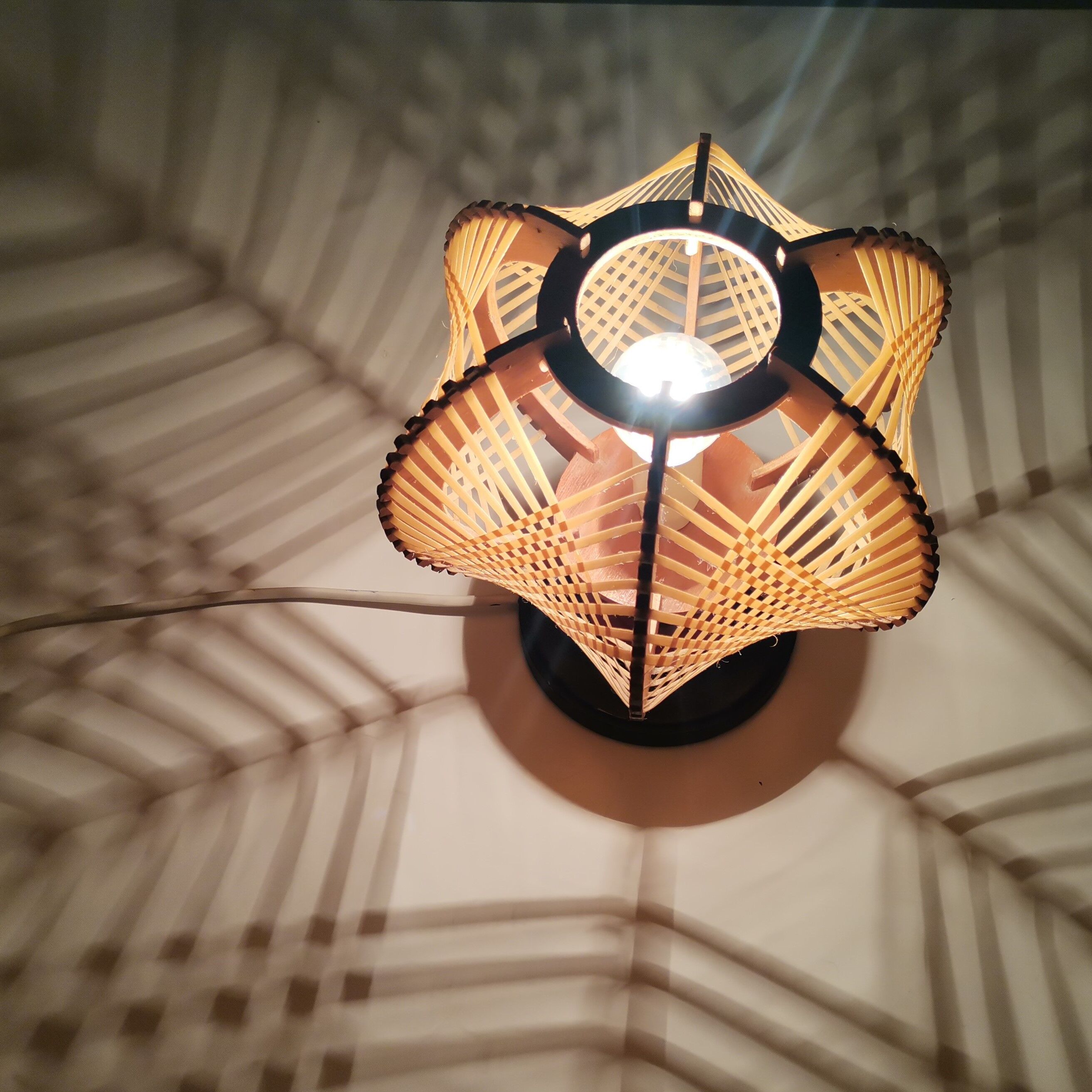 Mid century wooden bedside table lamp 1960