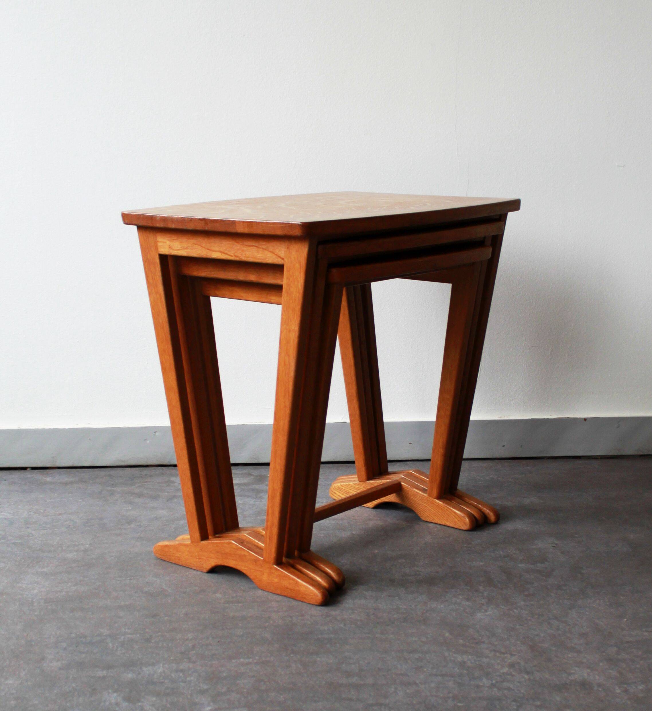 Set of 3 nesting tables, Denmark, 60s.