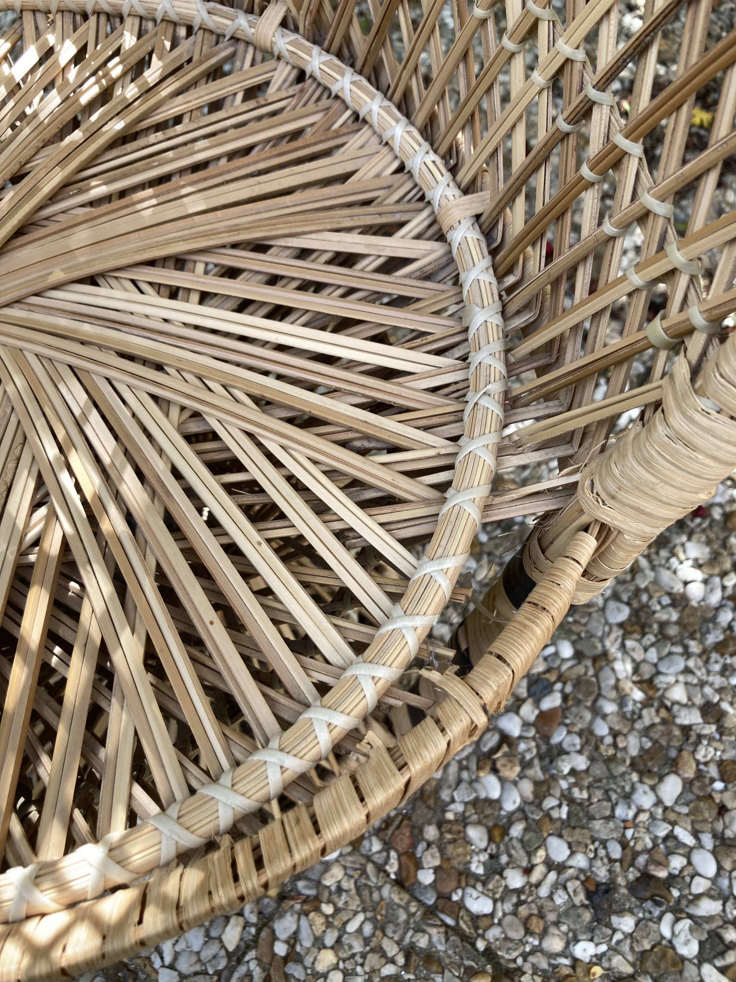 Set of 3 vintage rattan armchairs