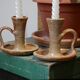 Stoneware candle holders - set of 2 (signed)