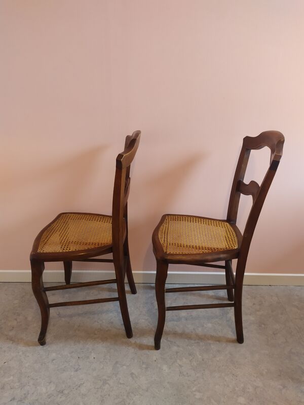 Paire de chaises cannées