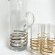 Vintage glassware set with decanter – golden spirals, France 1960