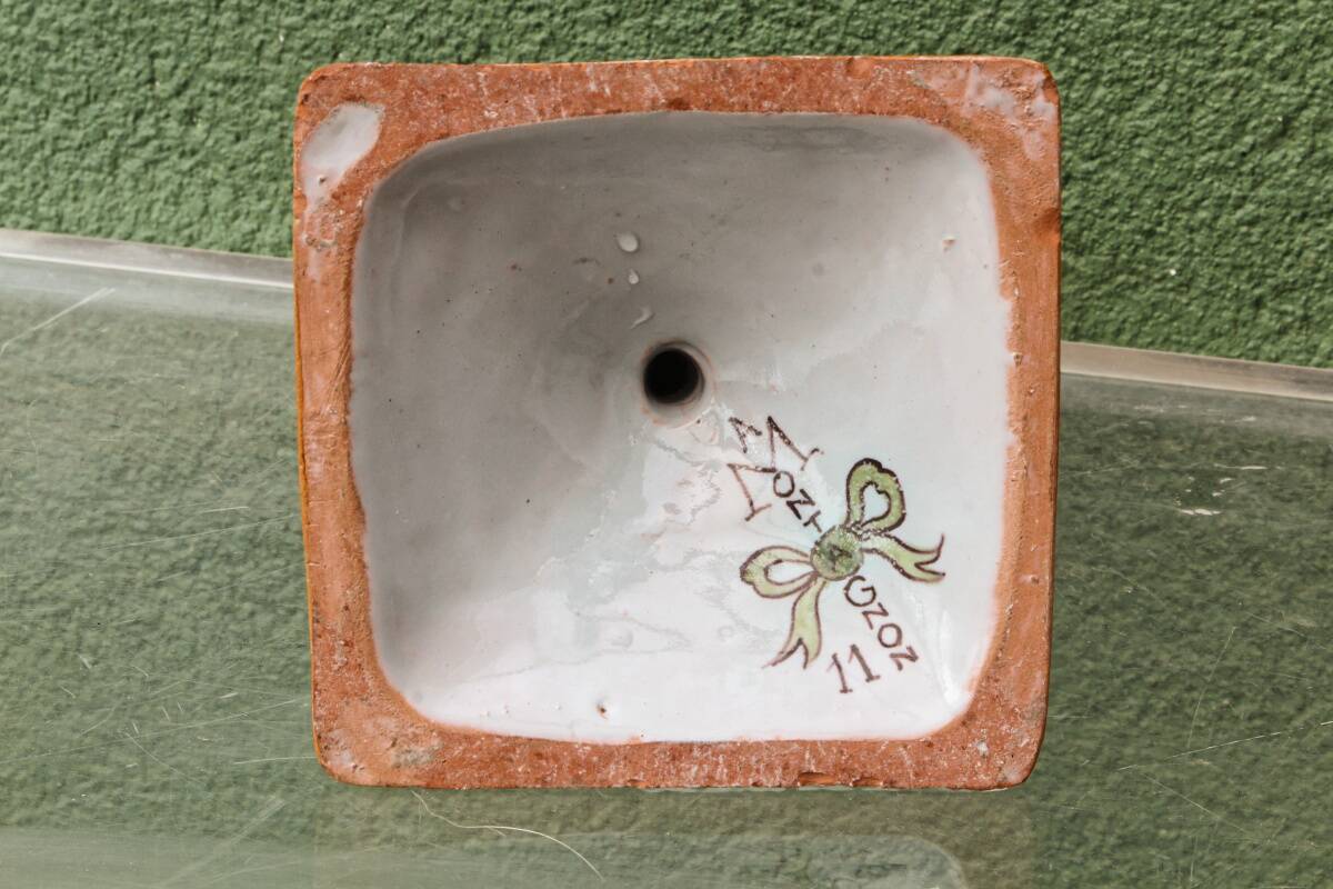 Montagnon candlestick, in Nevers earthenware.