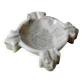 Vintage Mexican marble ashtray from the 1970s, engraved Aztec pattern.