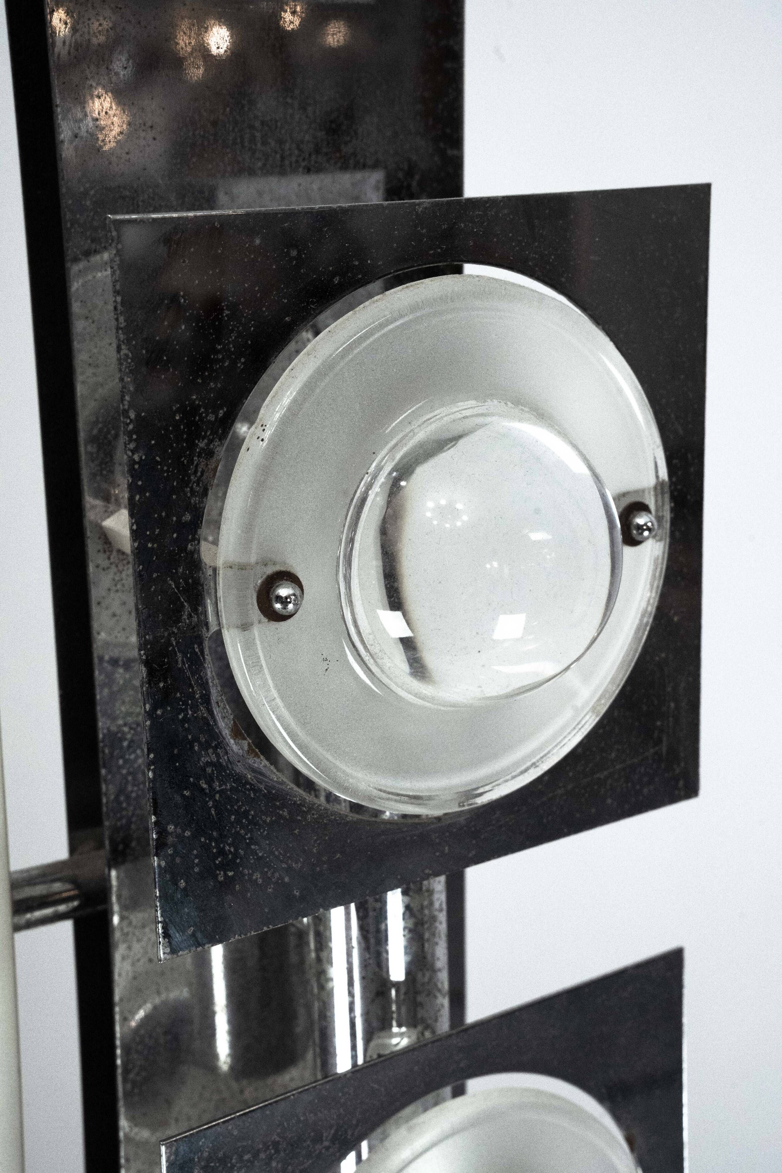 Mid-Century Chrome and Glass Floor Lamp attributed to Sciolari, Italy 1970s