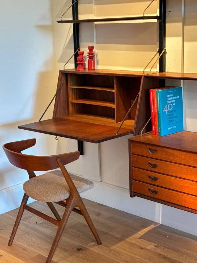 Bibliothèque système mural scandinave vintage "Kristen" de Louis Van Teeffe