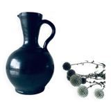 Black glazed stoneware pitcher