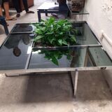 Chrome metal coffee table and mirrors