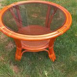 Rattan lounge table and smoked glass