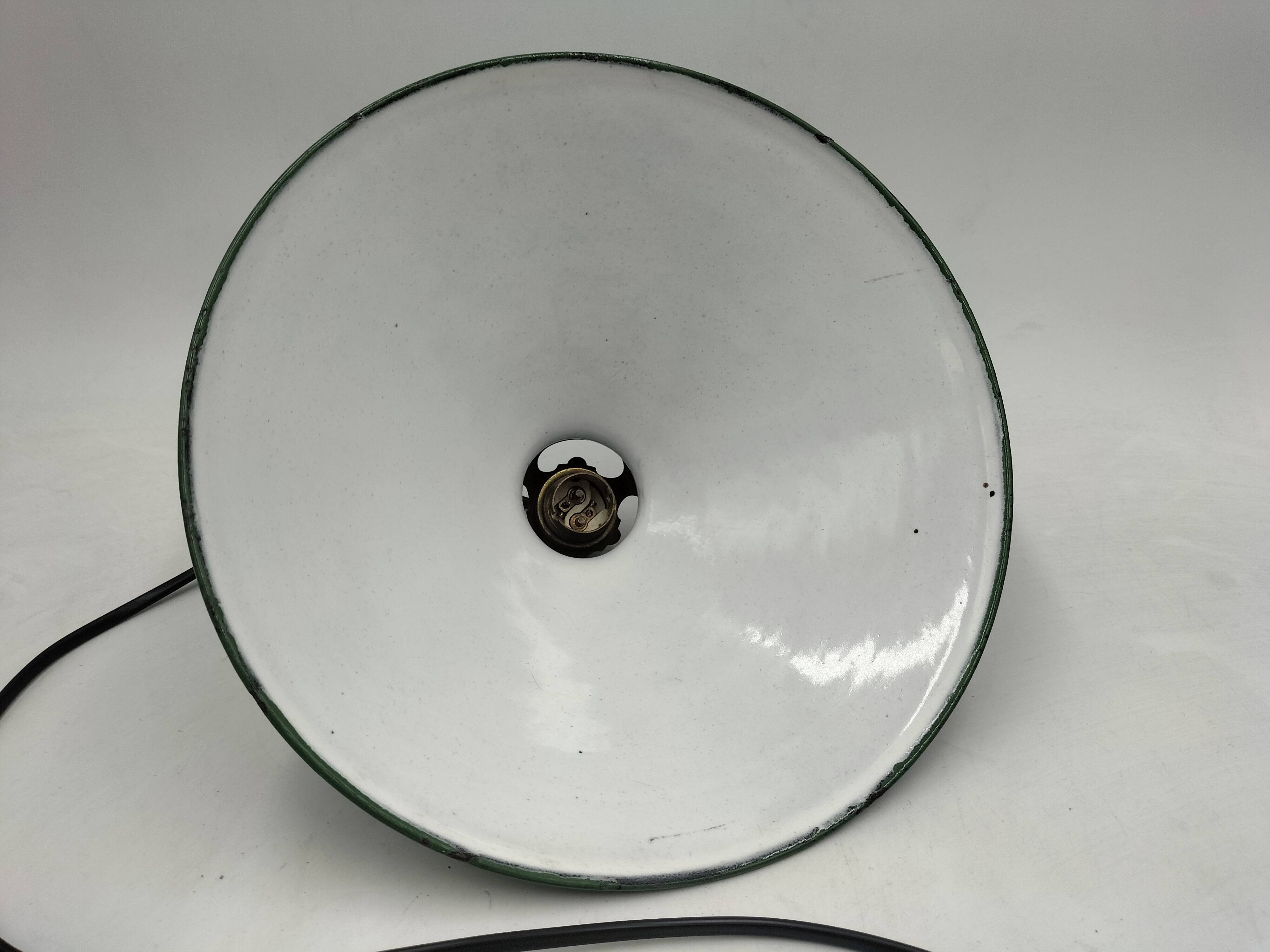 Enameled sheet metal cone pendant light