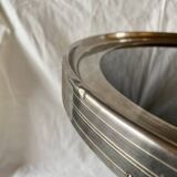 Vintage side table in glass, wood and aluminum