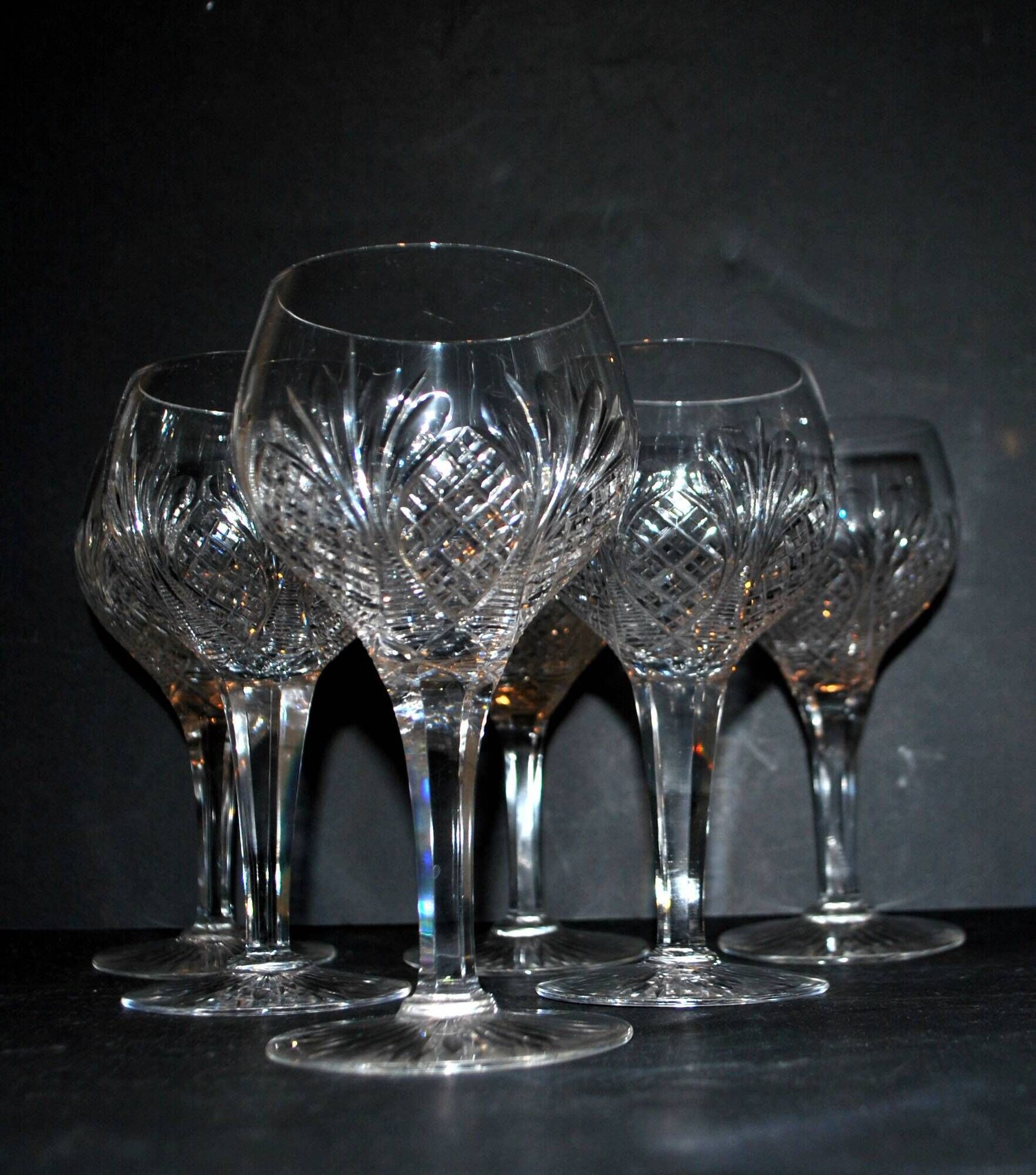 Baccarat set of 35 crystal glasses + 2 flower model carafes 9157 from 1907