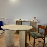 oblong travertine dining table, oblong travertine dining table