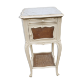 Table de chevet cannage et marbre