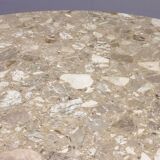 Round breccia marble pedestal table | 1980s vintage stone dining table | Postmodern