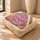 Vintage Moroccan pouf in multicoloured wool – 60 × 60 cm