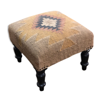 Foot pad / fabric pouf and 70'S wooden feet