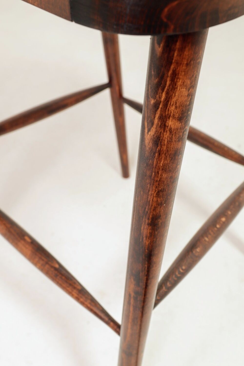 Rustic Beech Bar Stools – Striped Jacquard Fabric