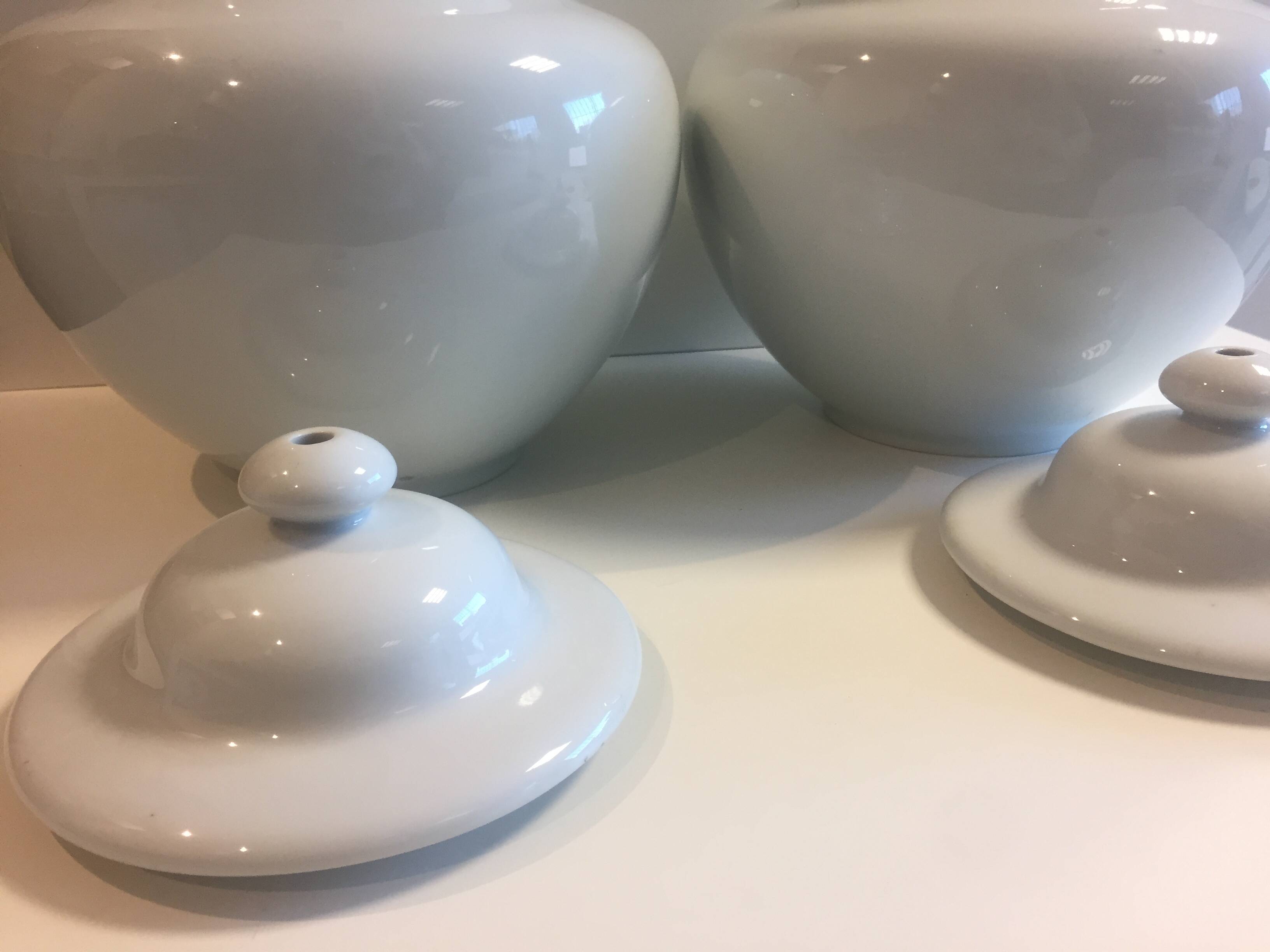 Duo Jar Style Lamp Bases Glazed White Porcelain Decorative Art Living Room