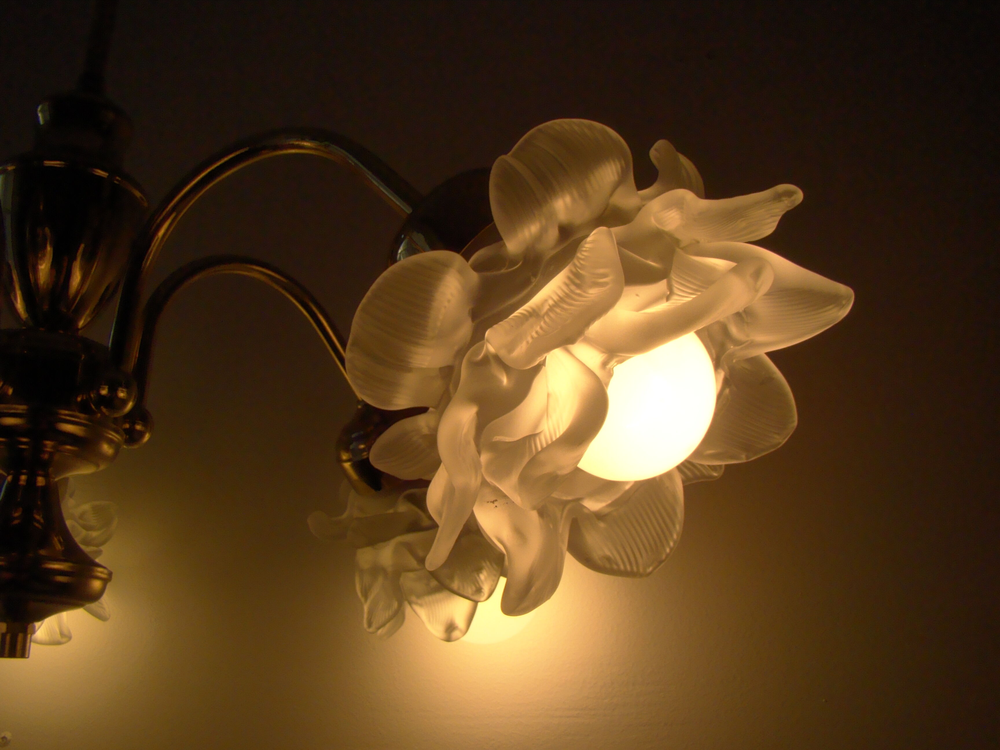 Vintage chandelier with roses in glass paste