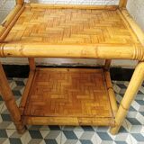 70's rattan and bamboo shelf