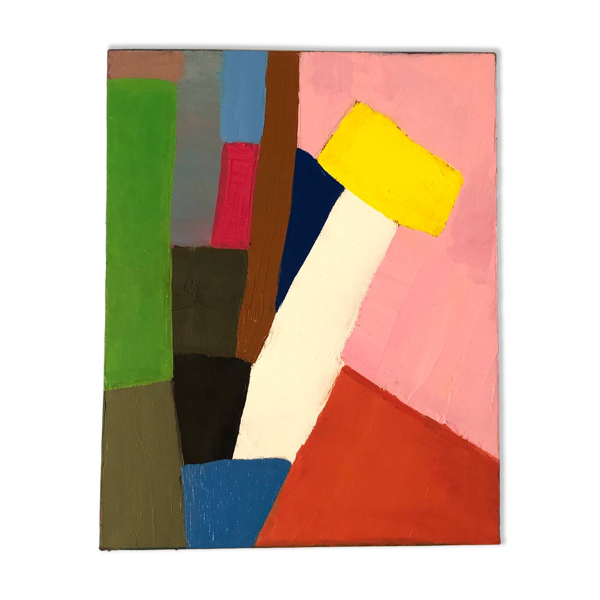 Tableau Huile Couteau Abstrait Rose