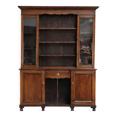 Buffet anglais antique du XVIIIe siècle avec verre d'origine.