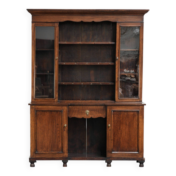 Buffet anglais antique du XVIIIe siècle avec verre d'origine.