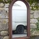 Large rounded wooden mirror, floor mirror, fireplace mirror