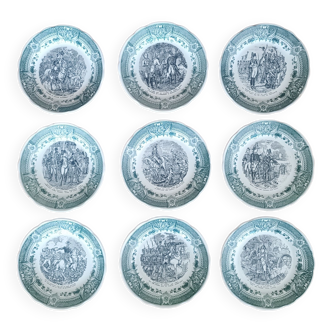 Set of 9 talking plates Sarreguemines Napoleon series