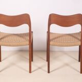 6x Niels Møller Model 71 teak, 1960s, Denmark