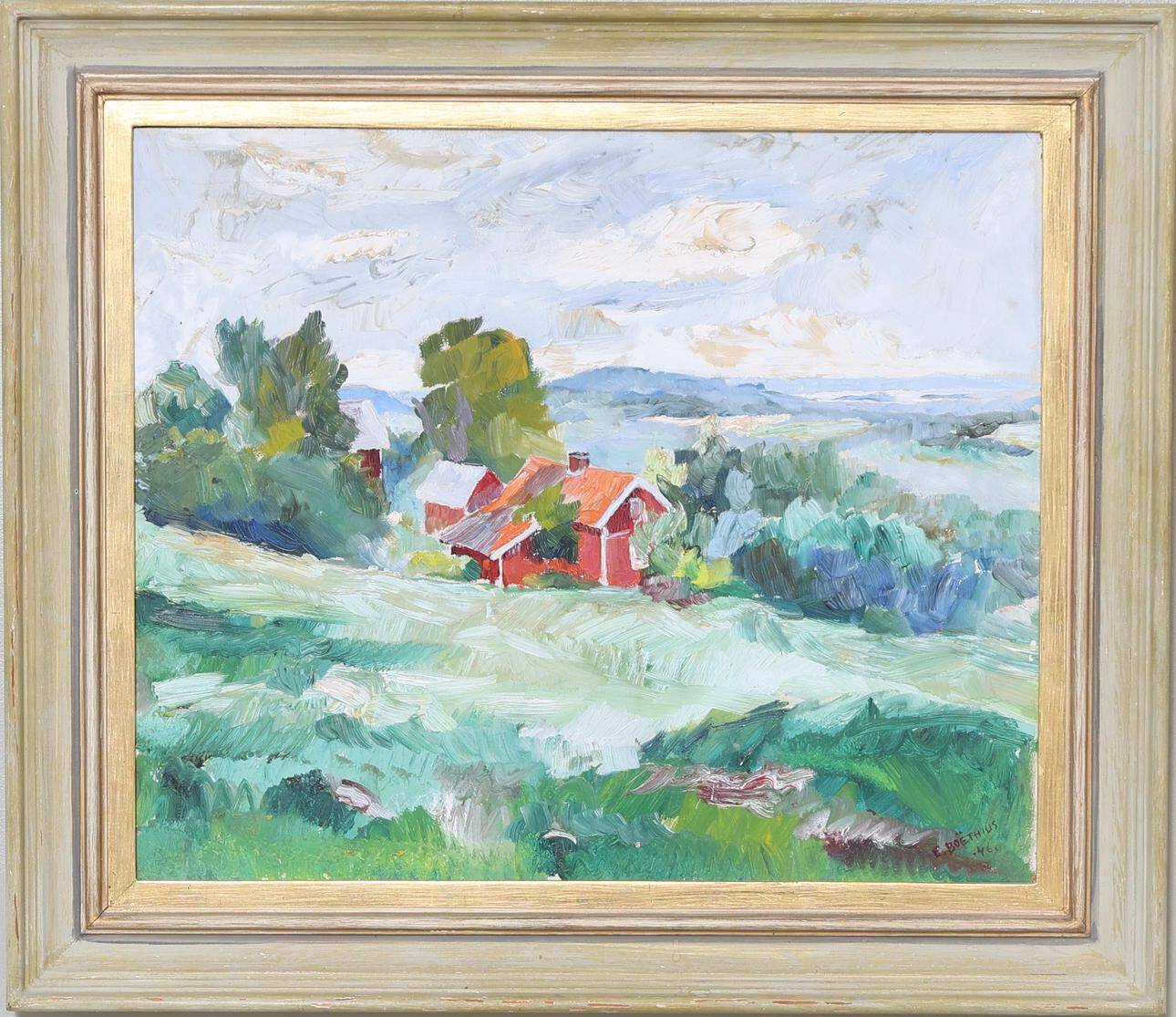 Swedish Oil on Panel – “Landscape” by Erik Boëthius (1897–1970)